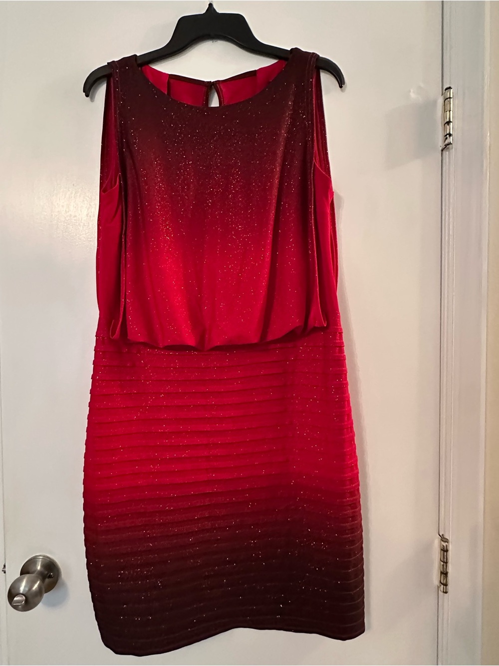 R&M Richards Red Sparkle Formal Party Midi Dress Size 12 Like New